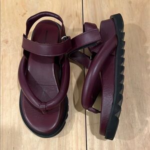 Marques Almeida Burgundy Padded Sandals EU39